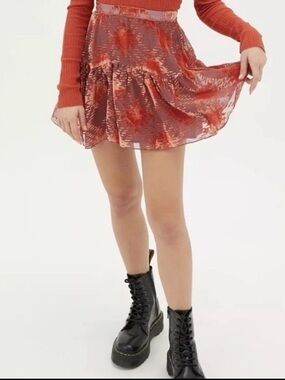 Urban Outfitters Burnout Crushed Velvet Mini Skater Skirt SZ Small